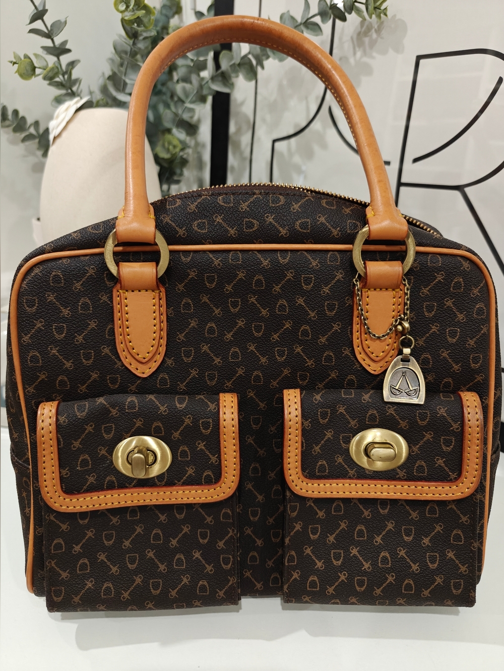 Vintage Monogram Satchel Leather Bag